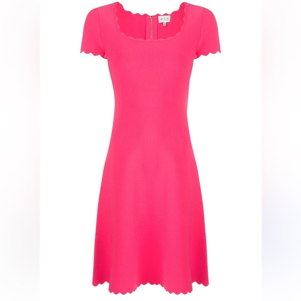 MILLY | Scallop Neck Fit and Flare Dress